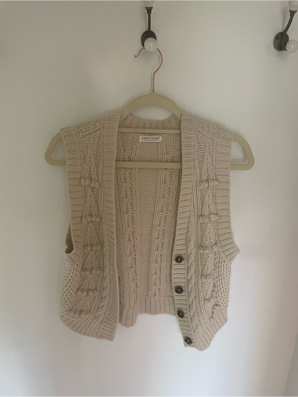 Christy Dawn Brick white Cable Knit Buttoned Vest - Picture 2 of 2